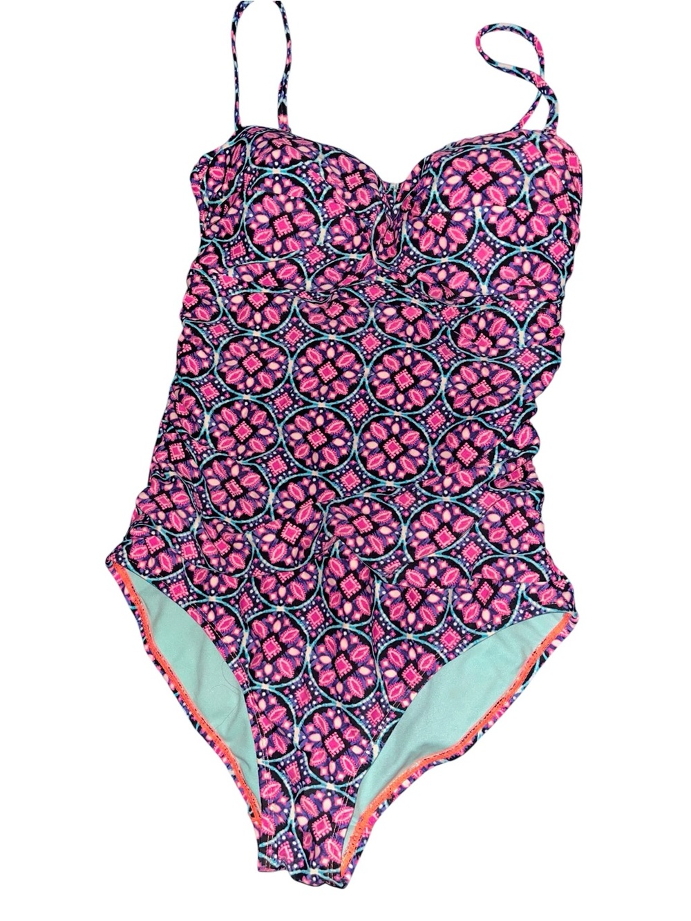 Catalina Pink and Navy Mosaic One-Piece Swimsuit